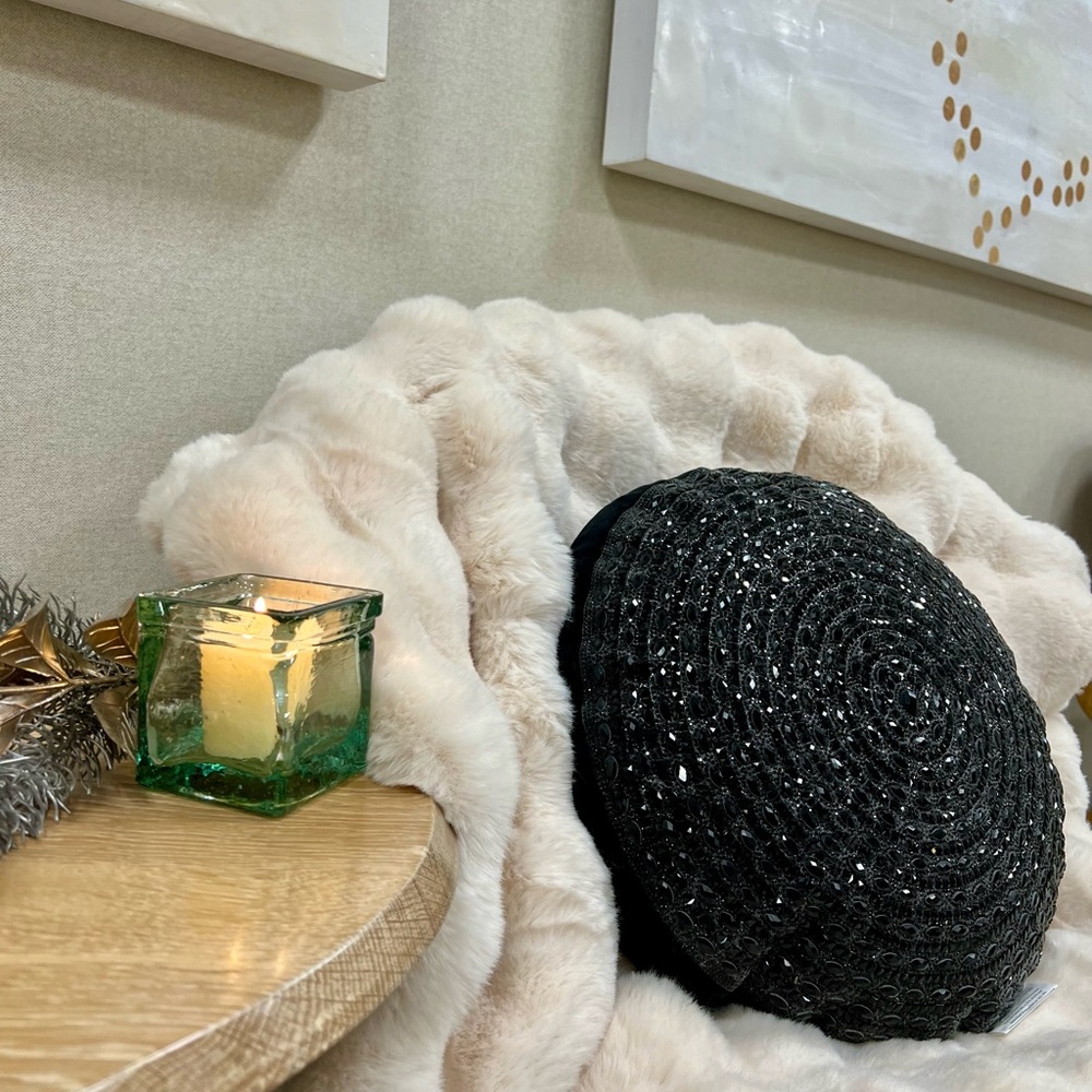 Sparkles Home Rhinestone Gatsby Round Pillow Black